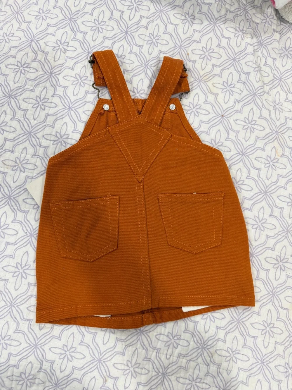 Creative Knitwear Baby Texas Longhorn Orange Cotton Overall Dress Patch 0-3M